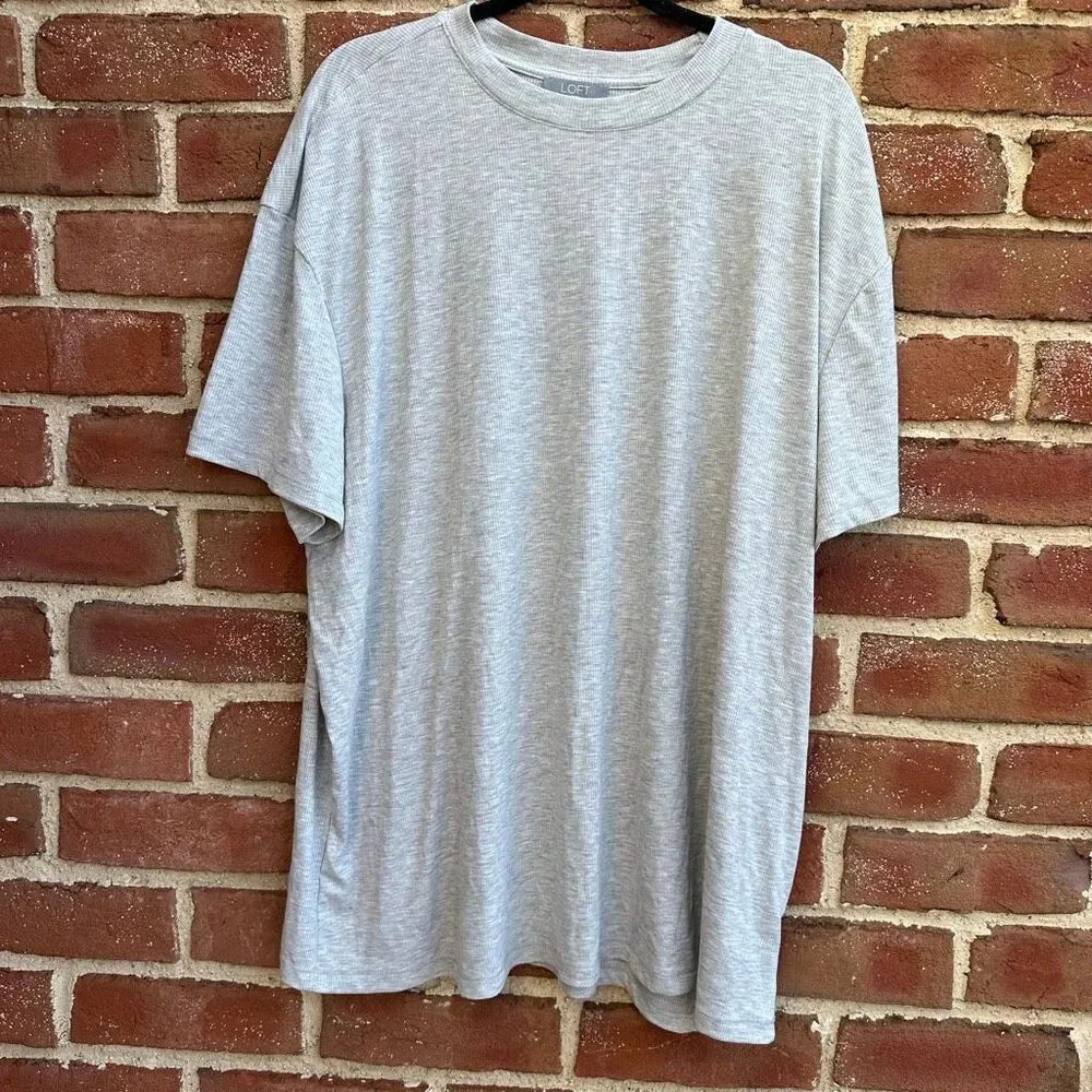 LOFT Sleep Gray Oversized Crewneck Lounge Top XXL Soft Stretch NEW